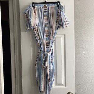 Striped off the Shoulder Dress